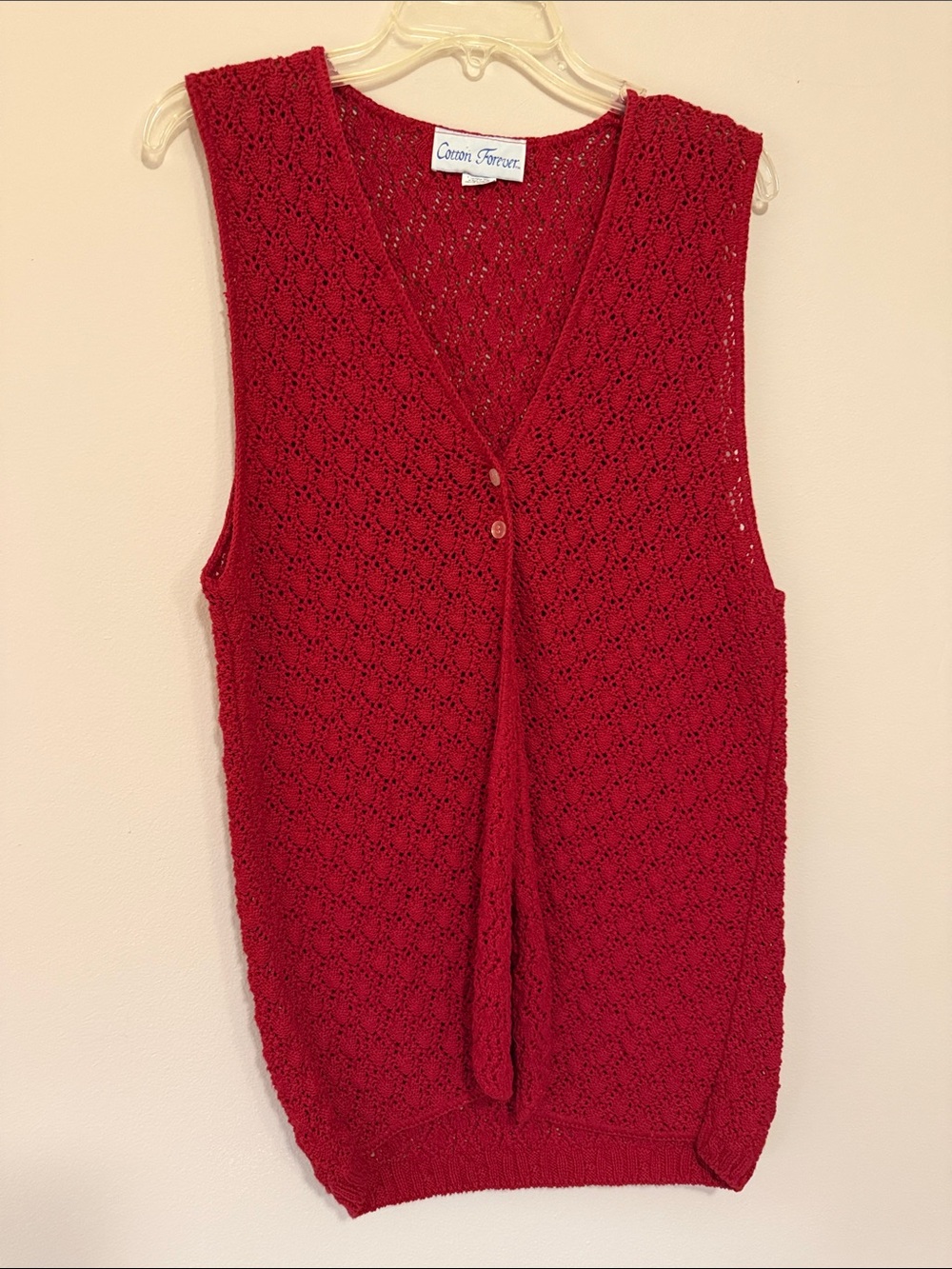 Vintage Crimson Crochet Knit Vest by Carson Forever